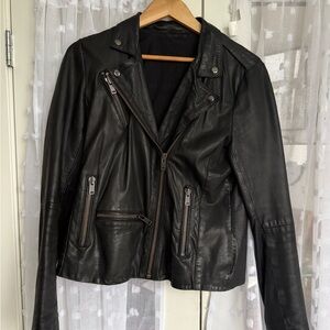 Women's Genuine Black Leather Motorcycle Jacket